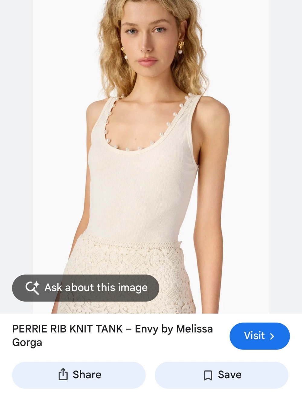 Cami NYC Scoop Neck Ribbed Tank in Cream